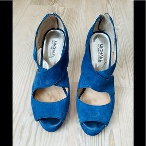 Michael Kors Blue Suede High Heel Shoes, Size 7